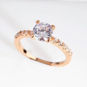 Icing Classic Gold & Rhinestone Halo Round Engagement Ring